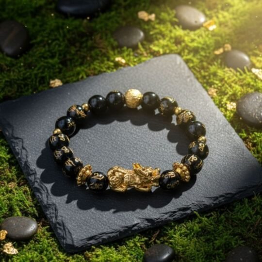 Black Obsidian Pixiu Om Mani Dragon Bracelet for Wealth